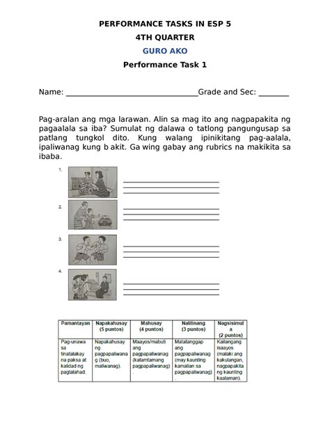 guro ako grade 1|QUARTER 1 PERFORMANCE TASK WEEK 1.